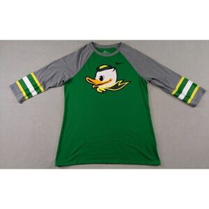 Oregon Ducks Shirt Womens Medium Green Nike Football Jersey Raglan Sleeve Ringer